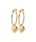 Boucles pendants d'oreilles cascade de coeurs plaqué or et zirconium