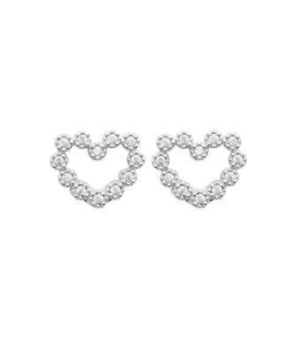 Boucles d'oreilles argent massif coeur griffé de zirconium taillé-1