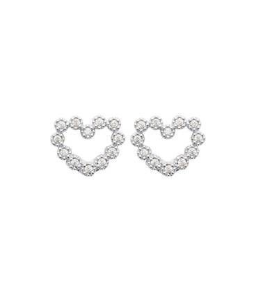 Boucles d'oreilles argent massif coeur griffé de zirconium taillé-1