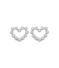 Boucles d'oreilles argent massif coeur griffé de zirconium taillé