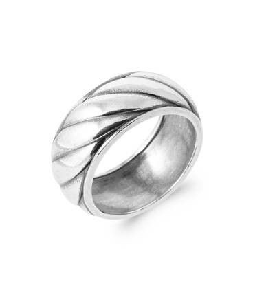 Grosse bague argent massif ouvragée relief 