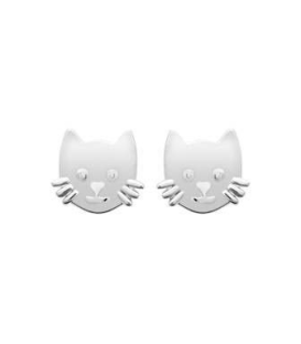 Boucles d'oreilles enfant en argent massif chat