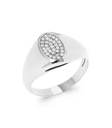 Chevalière bague argent massif petits zirconium-1