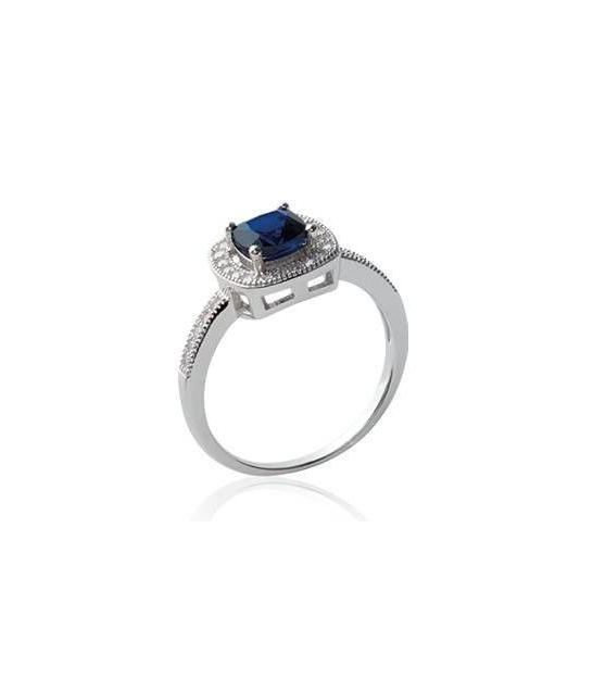 Bague Argent Massif Style éventail - Zirconiums Noirs Et Blancs - Taille 53 - Marque Eliot