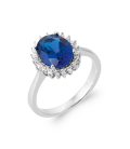 Belle bague argent massif zirconium bleu saphir griffé