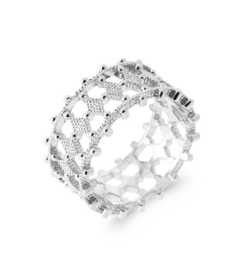 Bague femme argent massif plate ajourée urbain moderne 