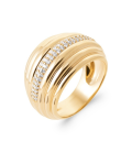 Grosse bague bombée plaqué or rang de zirconium central