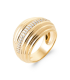Grosse bague bombée plaqué or rang de zirconium central 