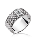 Bague anneau argent massif tressage barettes de zirconium