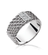 Bague anneau argent massif tressage barettes de zirconium 