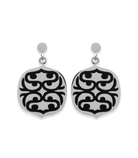 Boucles d'oreilles acier petits pendants laque noire