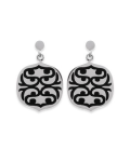 Boucles d'oreilles acier petits pendants laque noire