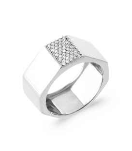 Bague argent massif zirconium micro serti sur facettes 