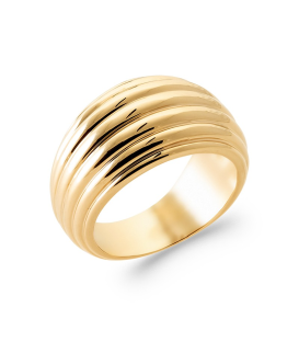 Bague plaqué or plissée de sept d'anneaux 