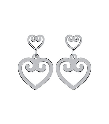 Boucles d'oreilles acier pendants coeur-1