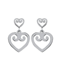 Boucles d'oreilles acier pendants coeur