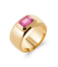 Belle bague plaqué or zirconium rose fuchsia