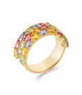 Bague plaqué or rehaussée de zirconium de six couleurs