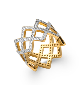 Bague plaqué or un enroulé losange de zirconium 