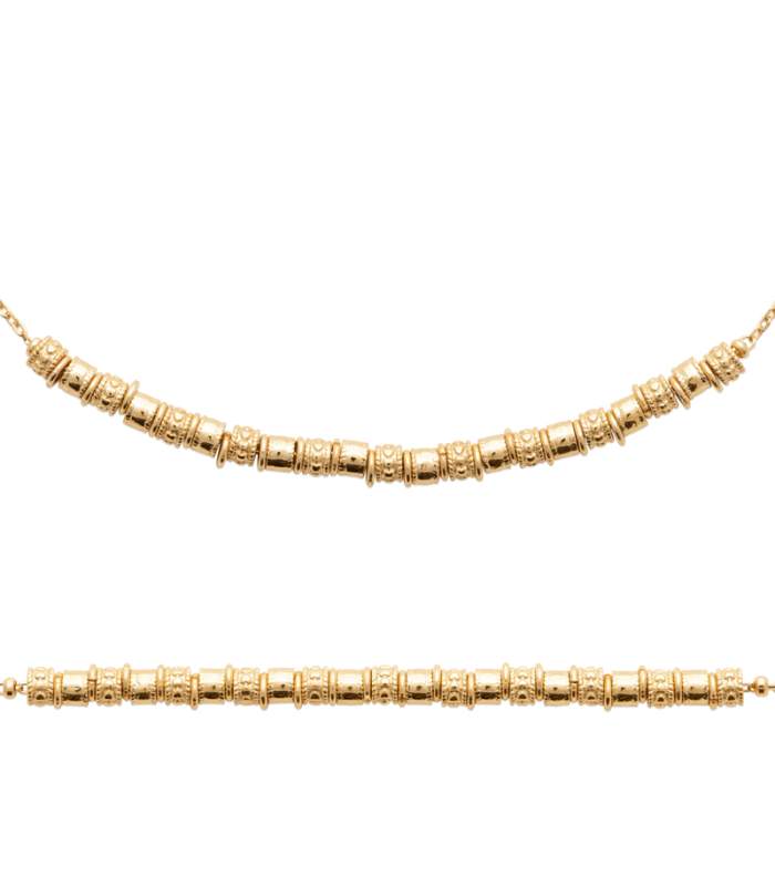 Chaîne Bijou Plaqué Or Avec Pendentif Feuille - Occasion, Pierres Perles, Style Naturel