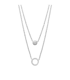 Collier double chaînes argent massif pendant-1