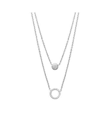 Collier double chaînes argent massif pendant-1