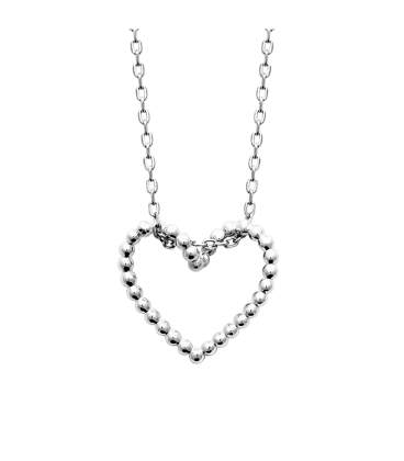 Collier chaine argent pendentif coeur perlé-1