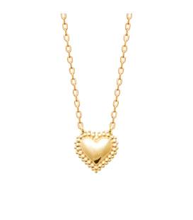 Collier chaine plaqué or pendentif cœur perlé