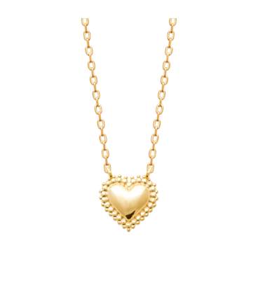 Collier chaine plaqué or pendentif cœur perlé-1