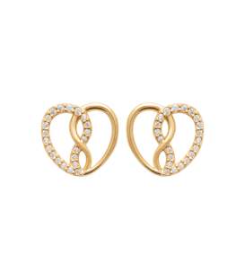 Boucles d'oreilles plaqué or cœur original de zirconium 