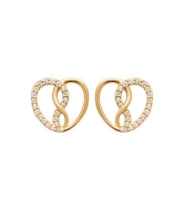 Boucles d'oreilles plaqué or cœur original de zirconium 