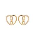 Boucles d'oreilles plaqué or cœur original de zirconium
