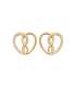 Boucles d'oreilles plaqué or cœur original de zirconium 