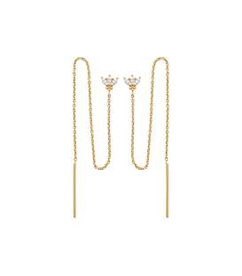 Boucles d'oreilles plaqué or zirconium deux trous