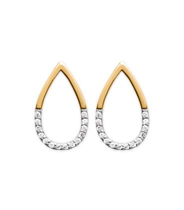 Boucles d'oreilles bicolore plaqué or et zirconium 