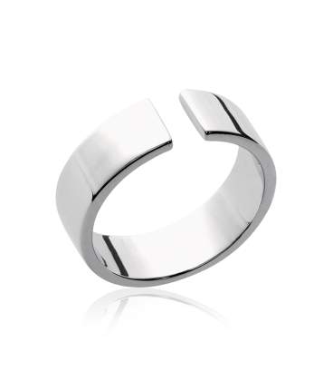 Bague style alliance ouverte argent massif miroir 