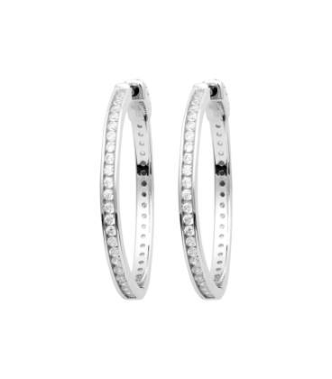 Créole argent massif zirconium boucles d'oreilles 