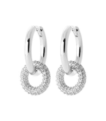 Boucles d'oreilles créole argent massif originales pendantes zirconium 