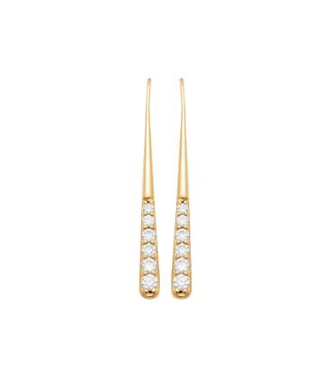 Boucles d'oreilles plaqué or zirconium en chute pendant fantaisie 