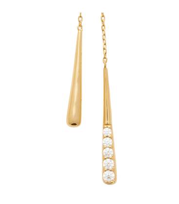 Collier chaine plaqué or pendants gouttes zirconium en chute 