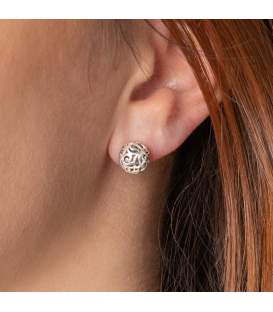 Boucles d'oreilles argent massif boule filigranée 
