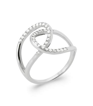 Bague argent massif anneaux entrelacés rehaussés de zirconium incrusté 