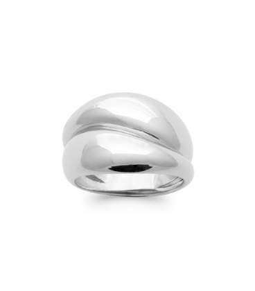 Grosse bague argent double anneaux face a face 