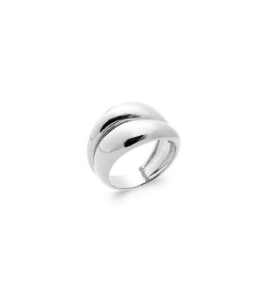 Grosse bague argent double anneaux face a face 