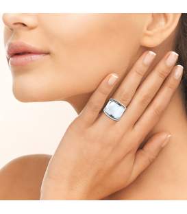 Belle bague argent massif large anneau stylisé 