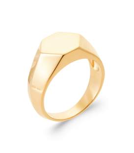 Bague plaqué or chevalière géométrique à graver