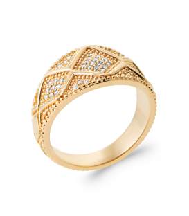 Grosse bague plaqué or pavage de zirconium blanc 