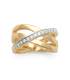 Bague plaqué or anneaux fixes croisés zirconium dessus