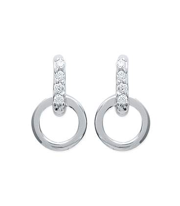 Boucles d'oreilles argent oxydes de zirconium blanc pendante 