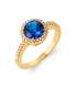 Bague plaqué or rehaussée zirconium rond bleu saphir 